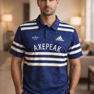 AXEPEAK Men’s Premium Polo Shirt – Textured Fabric with Stripe Design | Modern Slim Fit Casual Designer Polo