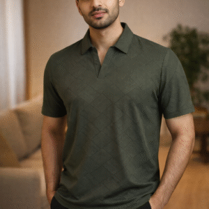 Men’s Premium Textured Polo Shirt – Slim Fit Designer Casual Summer Knit Polo
